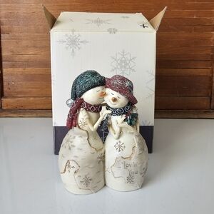 The Birch Hearts Christmas Holiday Snowman Figurine LOVIN' YOU #81045 New In Box